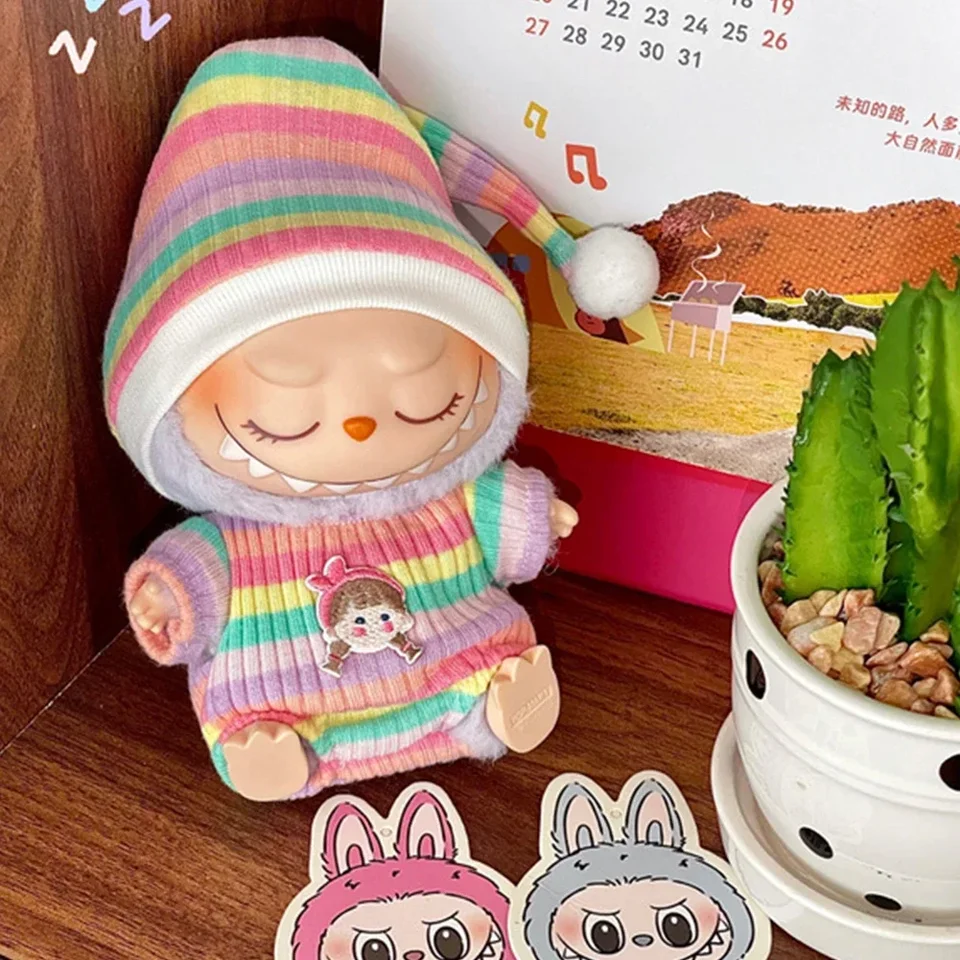 17 cm Mini Plush Doll's Clothes Doplnky pre Kóreu Kpop LaBubu Idol Singt Singet Party V1 V2 Autumn Onesie Hat Set Clothing