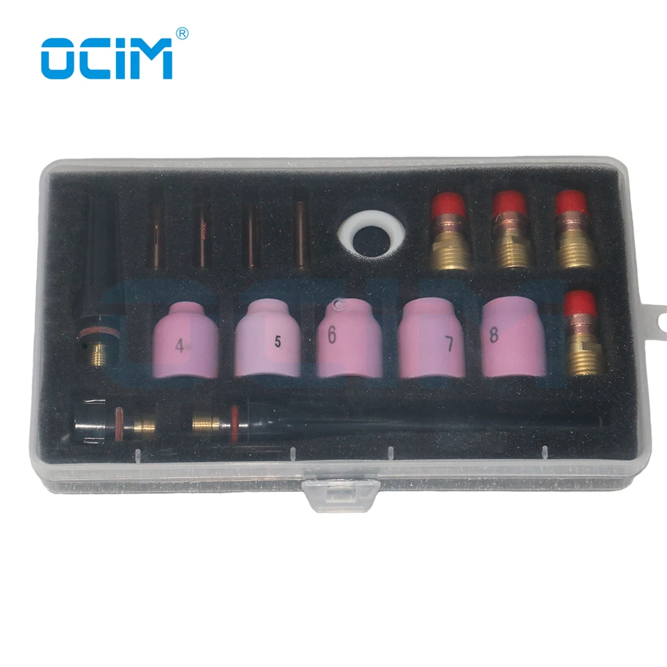 17 ks Argon Tig Welding Parts Kit s plastovým obalom pre WP17 WP18 WP26 TIG Zváracia pištoľ