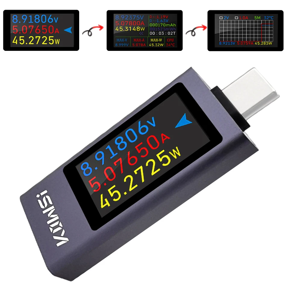 17 v 1 farbe tester typu C DC DIGITÁLNE Voltmeter Amperimetro prúdový merač napätia AMP Volt Ammeter Power Bank nabíjačka indikátor