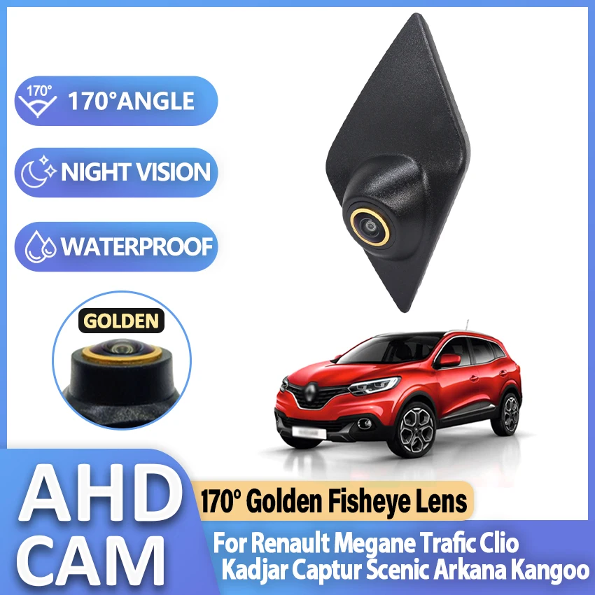 170 ° šošovka AHD 1080p logo CAR Inštalácia predného pohľadu Camera pre Renault Megane Trafic Clio Kadjar Captur Scenic Arkana Kangoo Fisheye