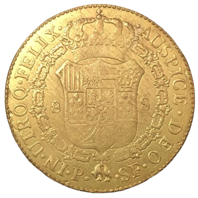 1792 SF Colombia 8 Escudos - Carlos IV Gold Copy Coin
