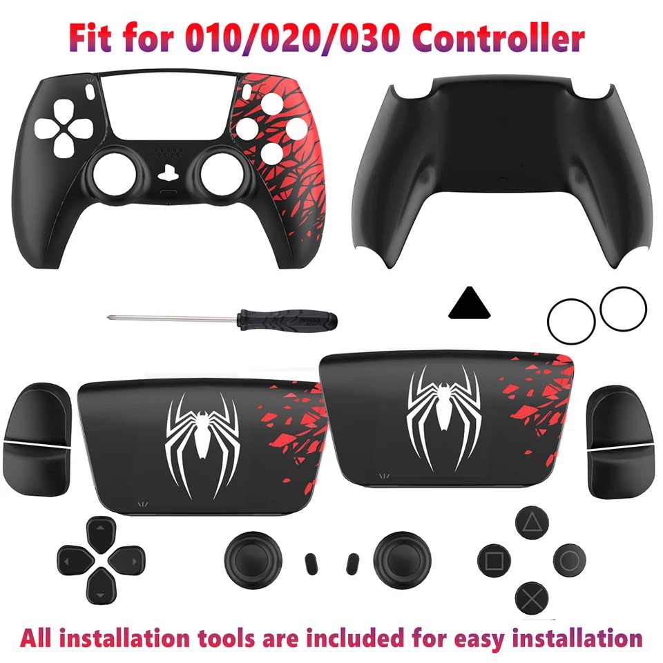 18-1-obmedzený pavúk pre PS5 Controller Shell Touchpad Gamepad Výmena predných zadných dosiek rukoväte rukoväte pre BDM-010/020/030