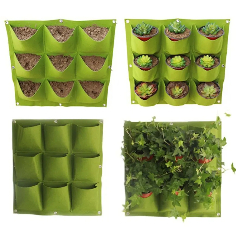 18/18/36/64 vrecká zelených pestovateľov pestovateľov Vertikálna záhradná zelenina Living Garden taška Seedling Wall zavesenie rastlinných tašiek