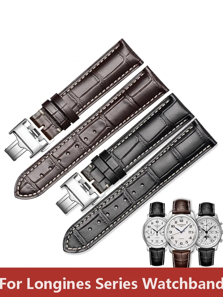 18 19 20 21 22 mm originálne lýtkové hodinky pre Longines Master L2 L3 L4 L2,628 L2,673 Cowhide Kožené hodinky náramok