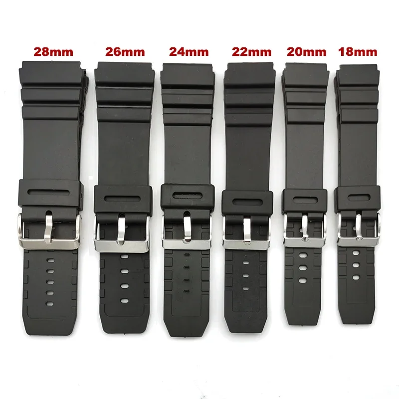 18 20 22 24 26 28 mm Silikónové hodinky pre Casio W800H Black Pu Resin náramok SGW400 F91W F84 F105/108/A158/168 AE1200/1300