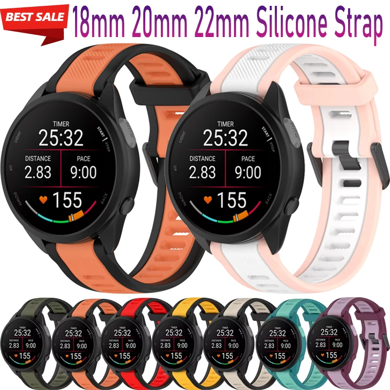 18/20/22 mm oficiálny silikónový remienok pre Garmin Forerunner 165 55 265 965/Active 5/VivoActive 4/5 4S náramok náramku Venu 3/2 s