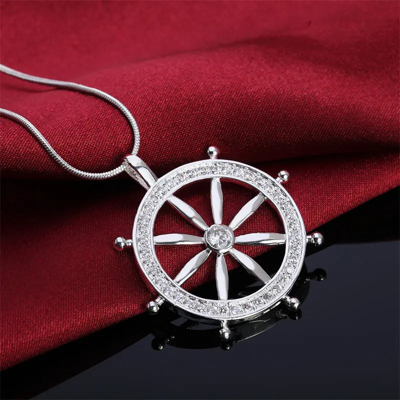 18-24 palcov Fine 925 Sterling Silver 40 mm kormidlo zirkónových žien Men náhrdelník pre módne darčekové večierky Svadobné kúzlo šperky