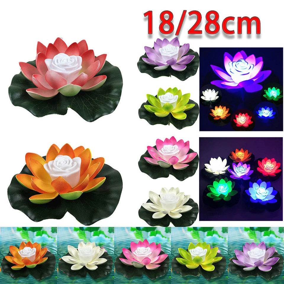 18/28 cm energetické úspory batérie Nočné svetlo LED LED Artifical plávajúce lotos záhradné bazénový bazén