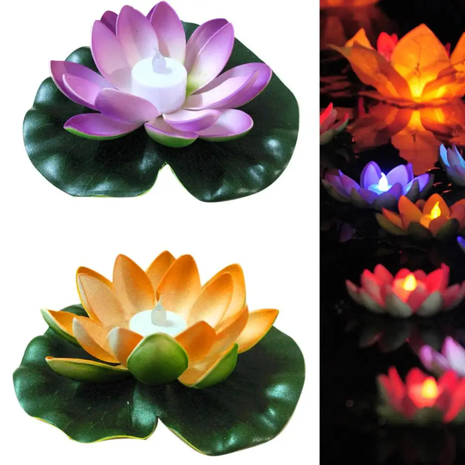 18 cm LED umelé lotosové kvetinové svetlo plávajúce kvetinová lampa záhradný rybník lotos nočné svetlo simulácia lotosová záhrada dekorácia