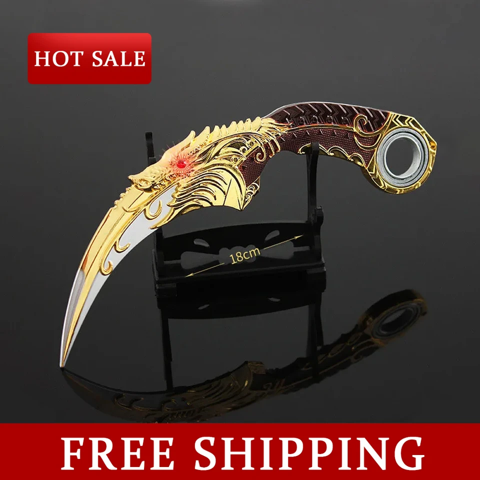 18 cm otáčanie piatich pazúrových zlatých drakov zliatiny Model zliatiny Karambit Knafe Eagle Claw Neustále