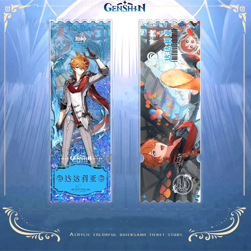 18 cm x 6cm Genshin Impact Tartaglia laser anime kancelárske potreby akrylové kvapaliny Quicksand Root Root Kids Exkluzívny dizajnový záložka