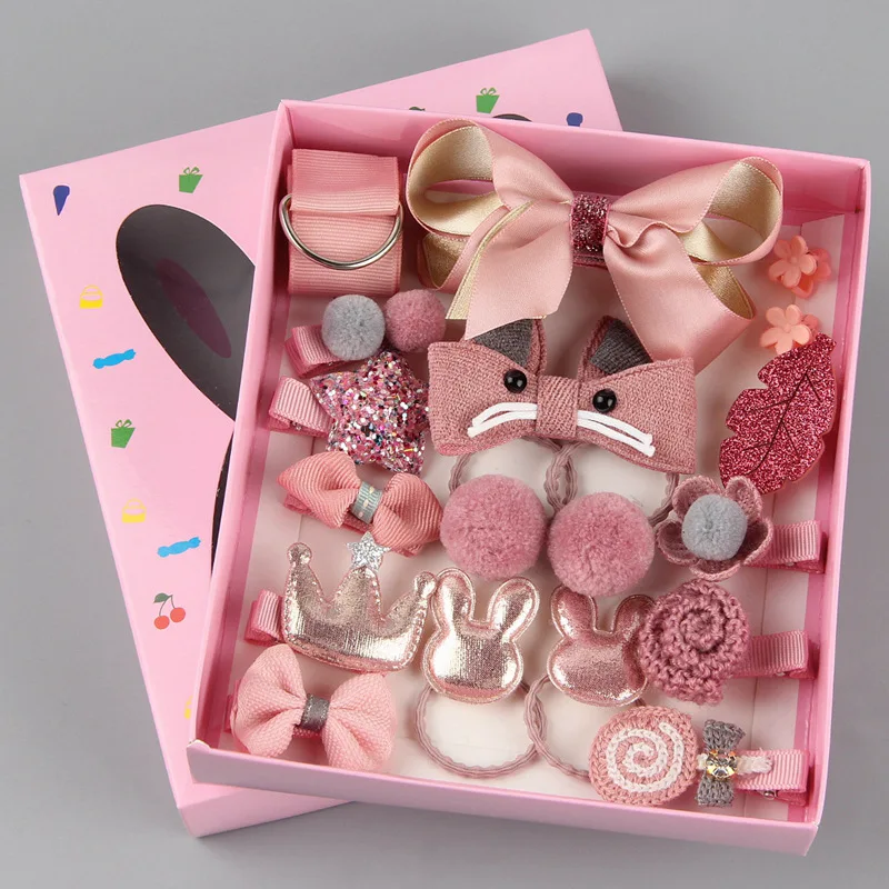 18 Hairpinová sada roztomilé vlasové doplnky Girls Cartoon Hairpin Headdress Bow kvetina zvierací vlasové vlasové vlasy kruh Elastickej hlavy