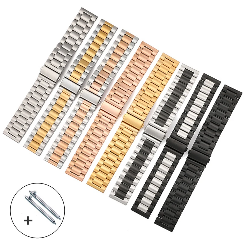 18 mm 20 mm 22 mm popruh pre Samsung Galaxy Watch 42 mm/46 mm Tri korálky Nerezová oceľ kovové hodinky pre Huawei GT