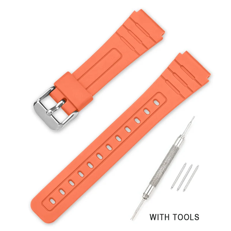 18 mm konvexné rozhranie hodiniek pre Casio A168 A158 A159 F91W F105 F108 AE1200 AE1300 hodinky TPU remienok s príslušenstvom nástrojov