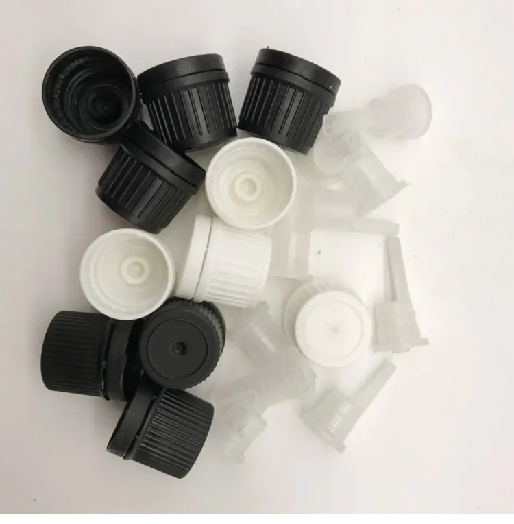 18 mm skrutkovačka zjavná čiapka s kvapkou pre fľašu s éterickým olejom, plastový uzáver pre 5 ml/10 ml/15 ml/20 ml/30 ml/50 ml/100 ml fľaše