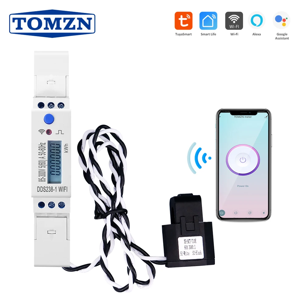 18 mm tuya jednoduchá fáza 60A DIN Rail WiFi inteligentný energetický meter časovač Spotreba energie Monitor KWH Meter Wattmeter 110V 220V