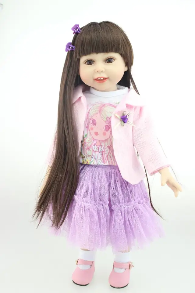 18 palcov americká bábika Girl Full Silikone Vinyl Body Reborn detské bábiky Darček Realistické vianočné narodeniny darček hračky