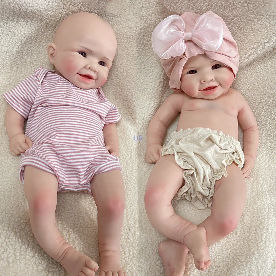 18 -palcový silikónový znovuzrodený detská bábika Životné otvorené oči s úsmevom novorodenca ručne vyrábaná rebirth Babies Model pre deti