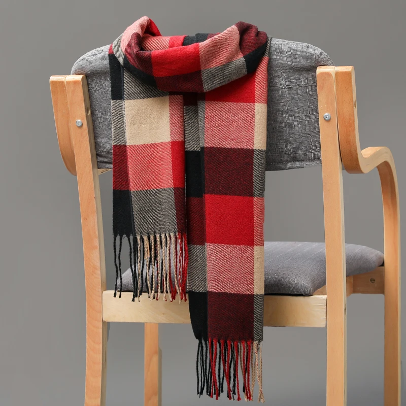 180*35 cm Zimný pár šál Ženy teplé kockované muži Populárne unisex kašmíru Pashmina Tippet Long Shawl Wrap Mufler Lady