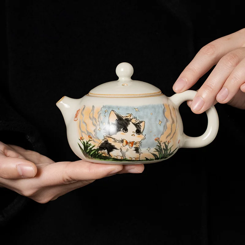 180 ml ru pec roztomilý mačka xishi čajový čaj TEA MAKER TEA SEAPOT SLOŽKA POTKAJTE RU YAO Čajovňa Otvorenie môže zdvihnúť kung -fu čajový set
