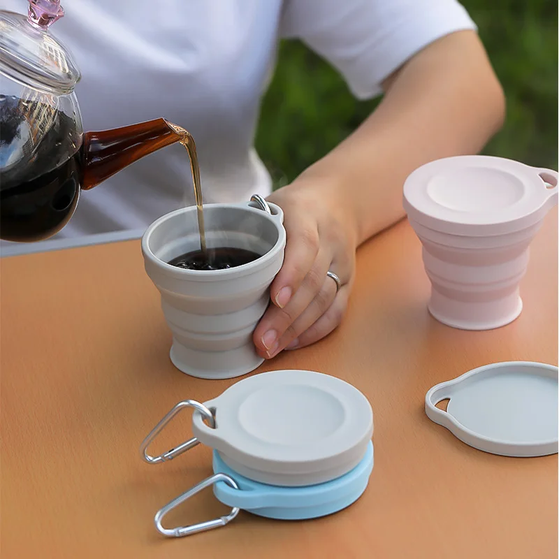 180 ml skladací šálka mini zatiahnuteľná šálka silikónu prenosná šálka vonkajšieho cestovného kávového teleskopického pitia hrnček s vekom