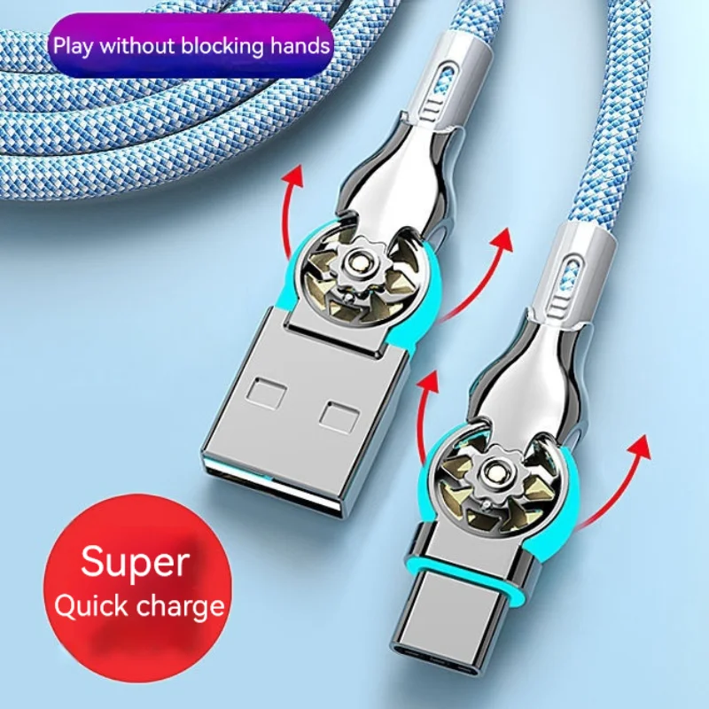 180 stupňov Rotačný kábel Rýchle nabíjanie zliatiny Micro Type C Dátový kábel pre Xiaomi Huawei Samsung Braided Phone nabíjačka na nabíjačku