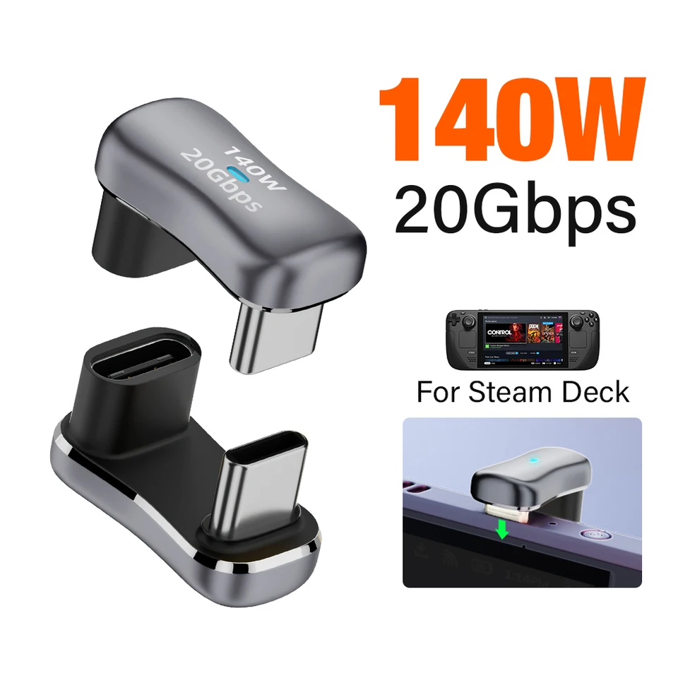 180 stupňov uhla USB C Adaptér USB-C Muž pre ženský prevodník 20 GBPS 140W nabíjacieho adaptéra typu C pre pripojenie pary / asus rog