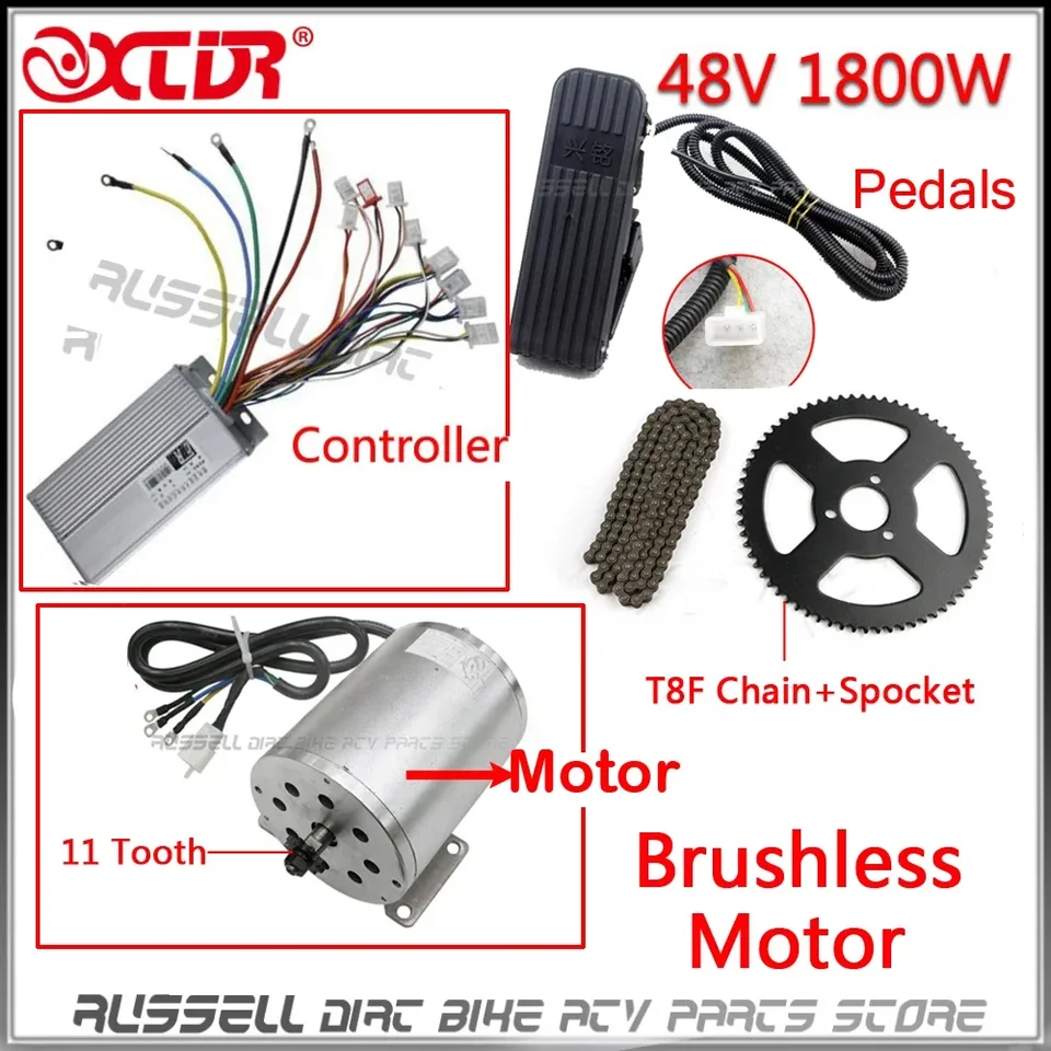 1800 W 48 V Brushless Motor s pedálmi škrtiacej klapky ovládača T8F reťaz pre elektrické go motokar quad atv ebike e-bicykel
