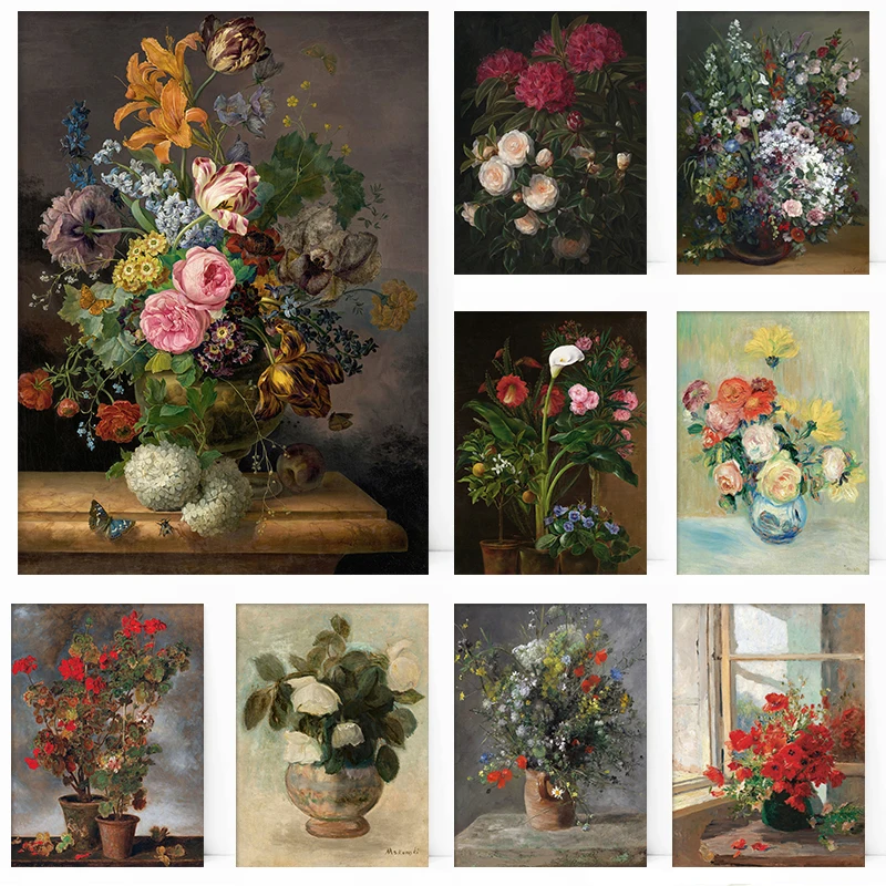 1860 kvety Váza Renoir Roses mak