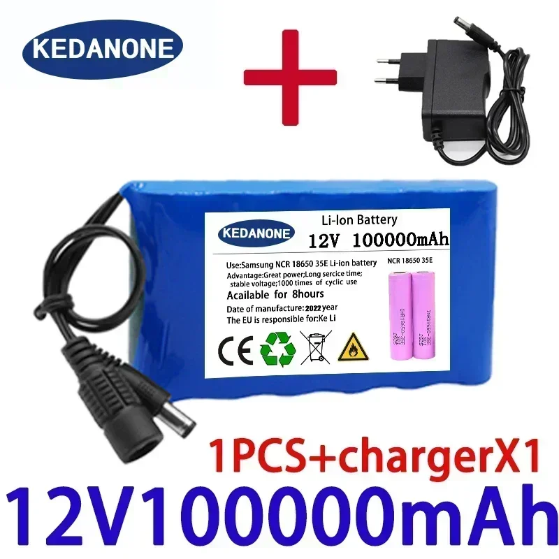 18650 3S2P 12V 80000 mAh Originálna lítium -iónová batéria DC 12,6 V 50AH Nabíjateľná CCTV, Výmena batérie monitora fotoaparátu + Charg