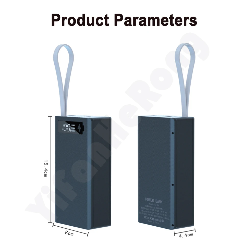 18650 batéria Power Bank Puzdro C12 Držiak nabíjačky Dual USB LCD Display Support Rýchle bezdrôtové nabíjačka Skladba batérie