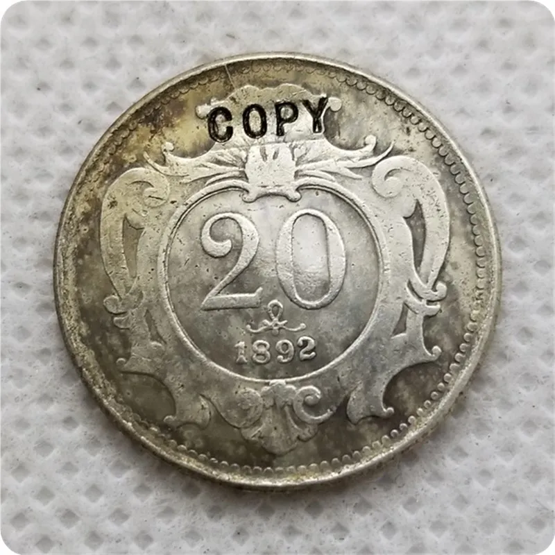 1892 Rakúsko 20 Heller Copy Pamätné mince-Mince Mince Zberateľné mince