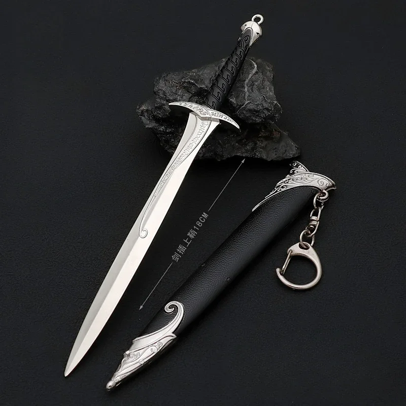 18cm Sting Sword Gondolin Hobbits Bilbo Baggins Stredoveký rytier kov Samuraj Sword Weapon Model Keychain Crafts Gifts Hračky
