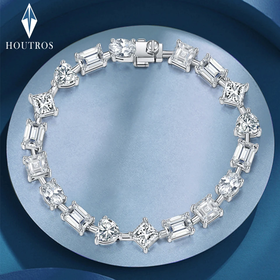 18ct Nepravidelný povýšený moissanit diamantový náramok pre ženy