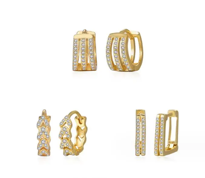 18k zlato skutočné.925 Sterling Silver Zirconia 4a+ Micro Dlab Set Ear Bone Hoop Huggie náušnica Ear pracka C-E2771