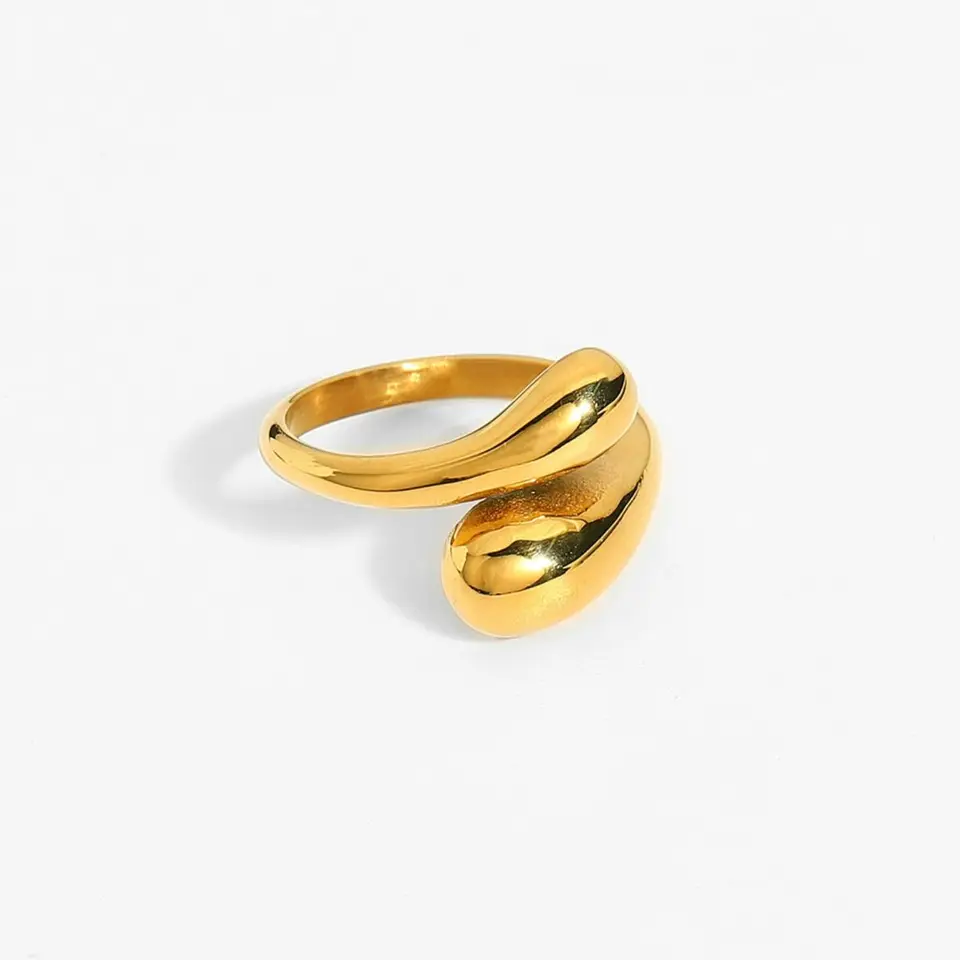 18k Zlaté 316L z nehrdzavejúcej ocele Chunky Rings pre ženy nastaviteľné krížové otvorené krúžky Šperky doplnky