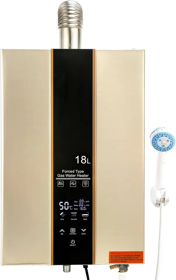 18L Zemný plyn bez ohrievača vody bez nádrže, 4,75 GPM na požiadanie Instant Hot Water Herter 111000BTU s digitálnym displejom, dotyková obrazovka