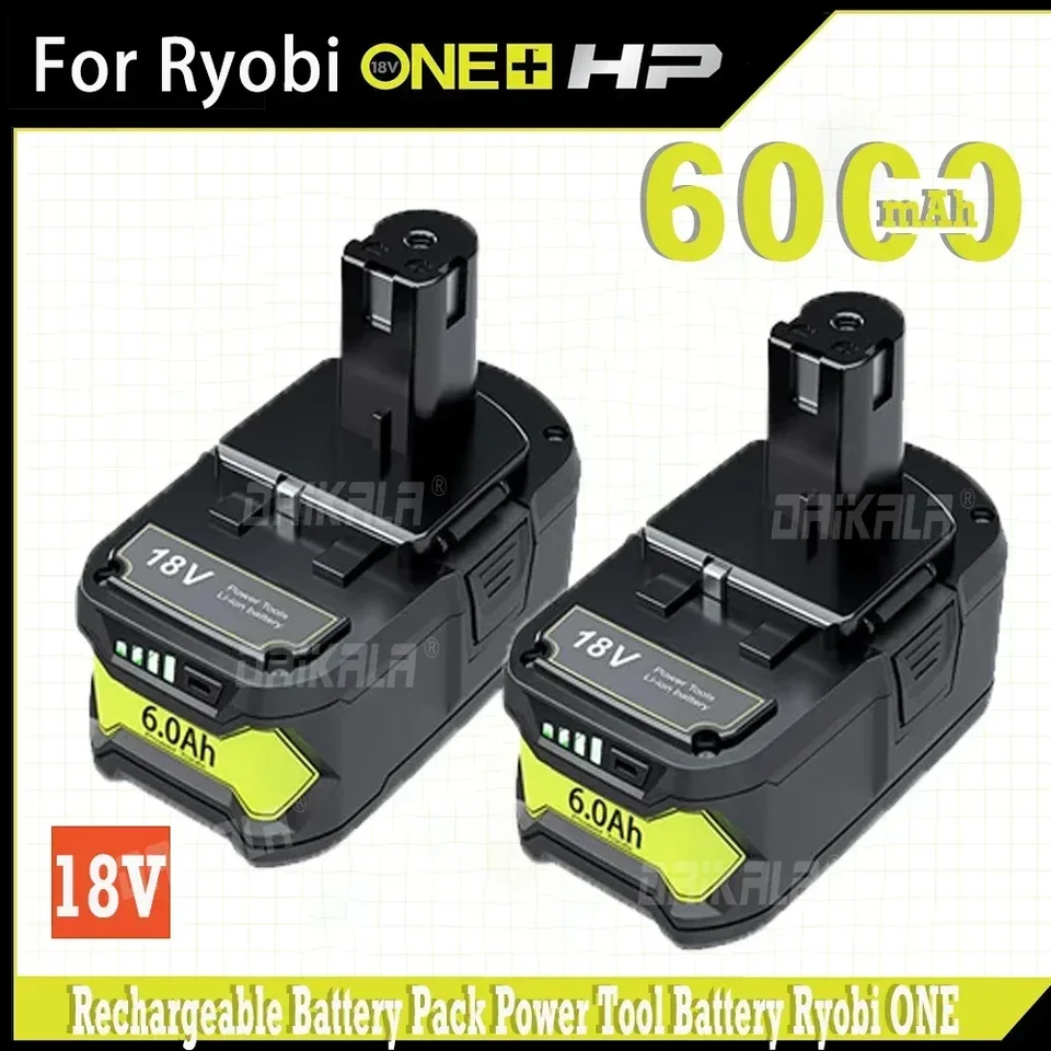 18V 6.0AH LI-ION Nabíjateľná batéria pre Ryobi One+ bezdrôtový výkonový nástroj BPL1820 P108 P109 P105 P105 P104 P103 RB18L50 RB18L40