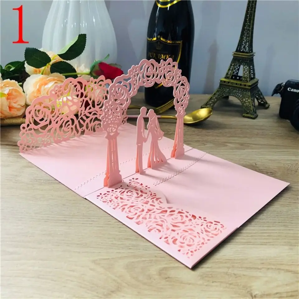 18x13cm Perlescentské papierové obálky na svadobné pozvánky Nové kreatívne vylievanie vertikálnych 3D svadobných oznámení