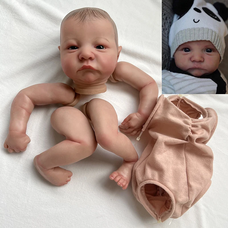 19 palcov už maľované renorské diely Doll Dolls Levi Awake & Sleeping Doll Kit Livelike Baby 3D koža s viditeľnými žilami a látkovým telom