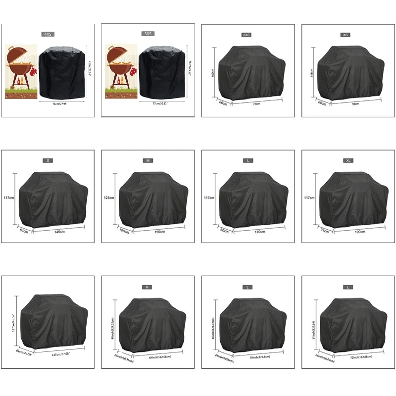 190T 210D BBQ kryt vonkajšieho prachu nepremokavá Weber Heavy Duty Grill Cover Dážď Ochranná vonkajšia grilovacia krycia guľa
