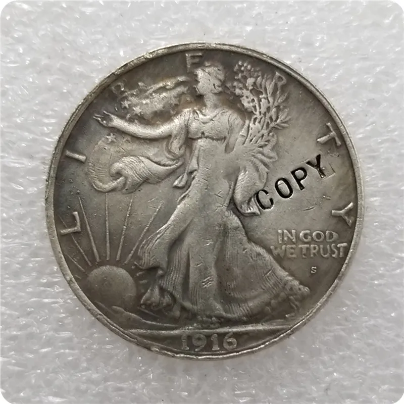 1916-S (Obv) Walking Liberty Half Dollar Copy Pamätné mince-Mince Mince Mince Zberateľné mince