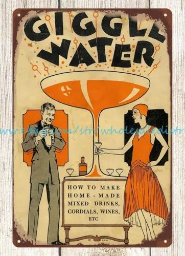 1928 Giggle Water Cocktail Cover Cover Art Art New York Cain Sign Wall Plagáty