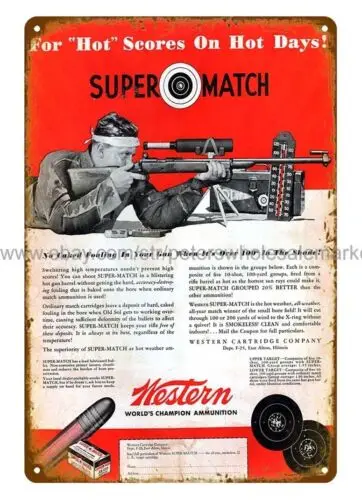 1936 Western Super Match 22lr Bullets Ammo Kovové plechové dekorácie stena