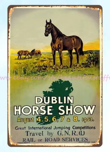 1953 Dublin Horse Show Írsko Írsko Umenie kovové plechové znaky Decor Stores
