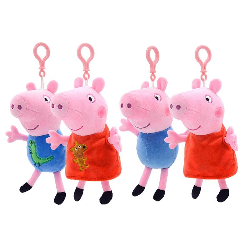 19cm Peppa Pig Plush Hračky George Eddie Bear Mr Dinosaur Cartoon Anime Figure Figure Plush prívesok dekorácia deti vianočné darčeky