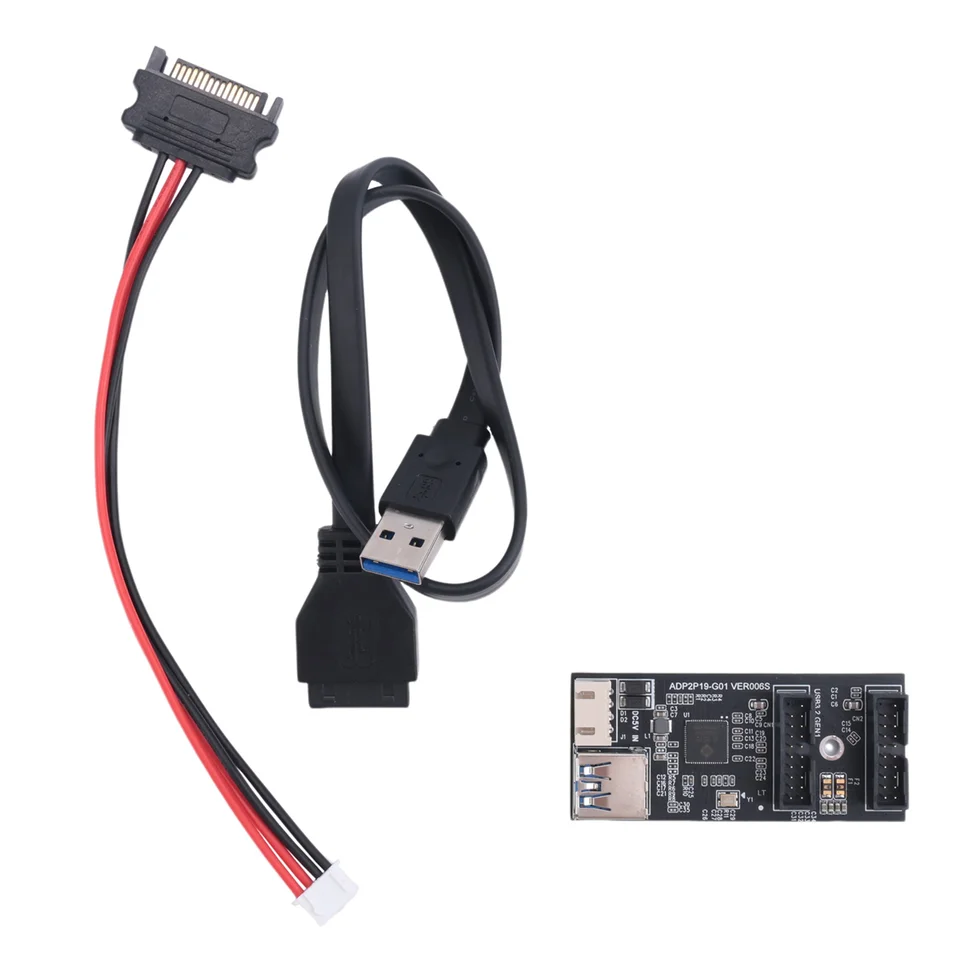 19pin do typu E + 19pin Základná doska 1 až 2 Splitter USB 3,2 Gen 1 Hub Adapter A-Key 19pin to Dual 19p Extension Card