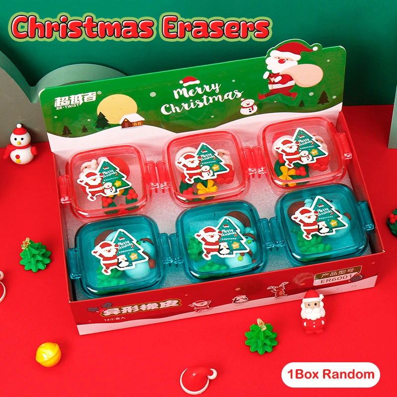 1Box ​​Kawaii Santa Claus Snowman Gumman kreslenie Nástroj na gumové študentské papiere