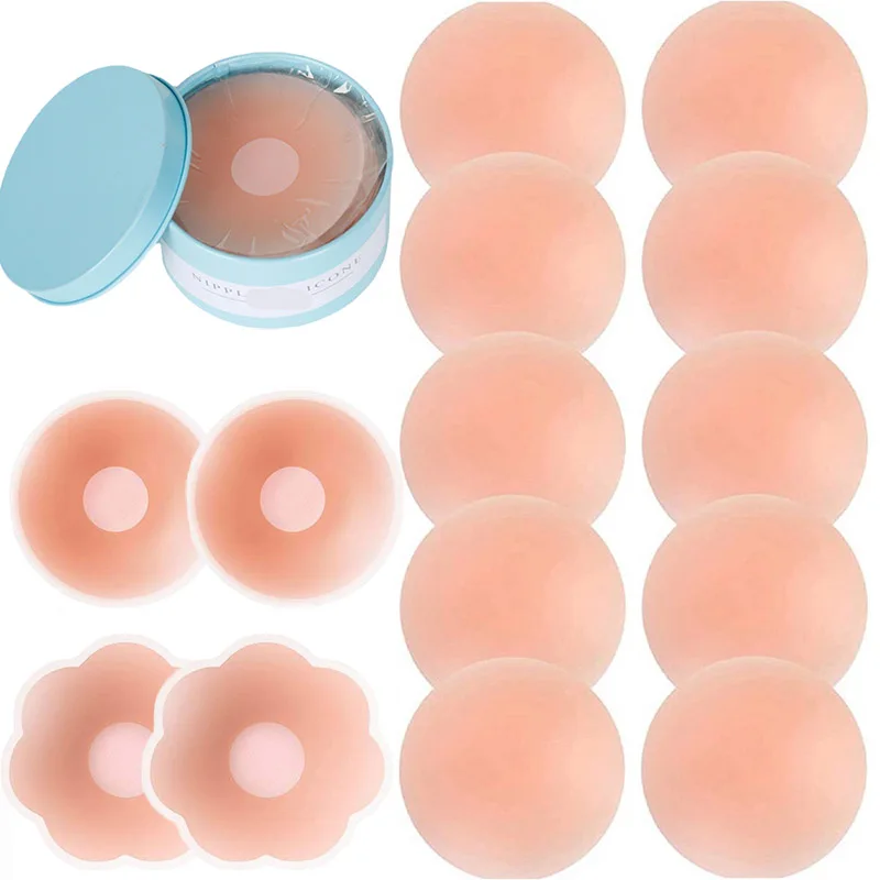 1Box ​​Silikónová bradavka Viditeľná podprsenka Pasties Pad Adhézne opakovane použiteľné nálepky na prsia