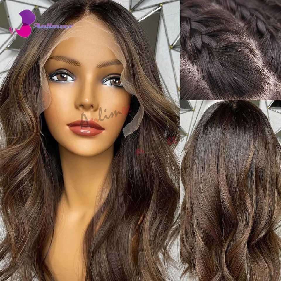 1BT4/6 Zvýraznená parochňa Ombre Chocolate Hnedá čipka predná parochňa Parochňa Hodváb Parochňa/čipka predná parochňa/Plná čipka v parochni/360